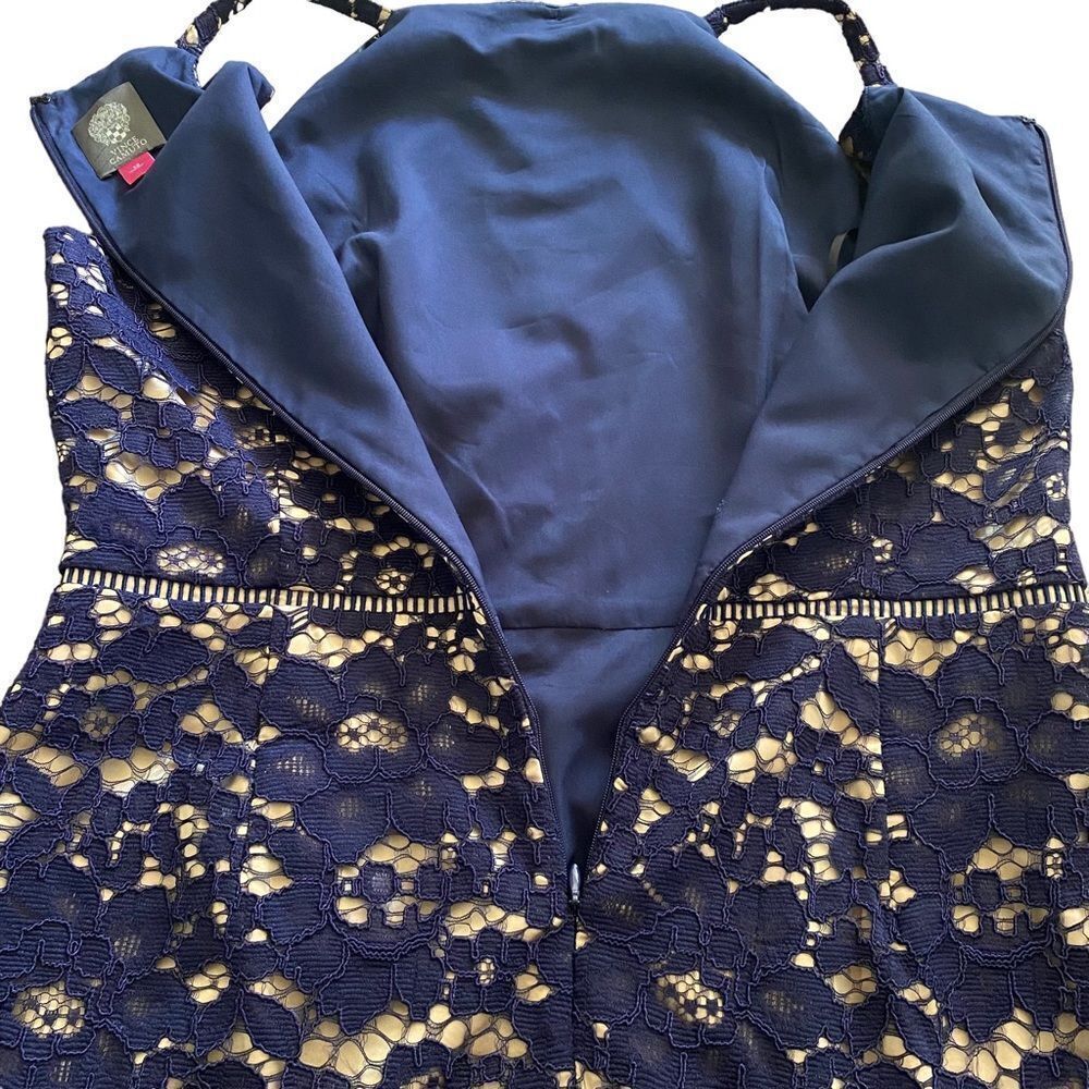 Vince Camuto | Allover Lace Halter Midi Dress, Size 12 - Picture 7 of 13
